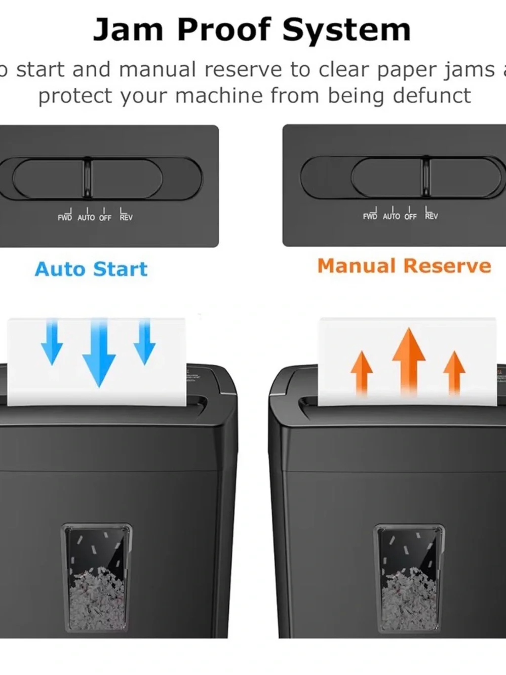 Black Paper Shredder with Waste Window - Home Office